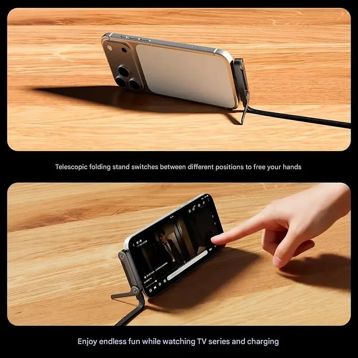 MFi-Certified Cables🔥 2-in-1 Cable 240W Fast Charging with Phone Stand