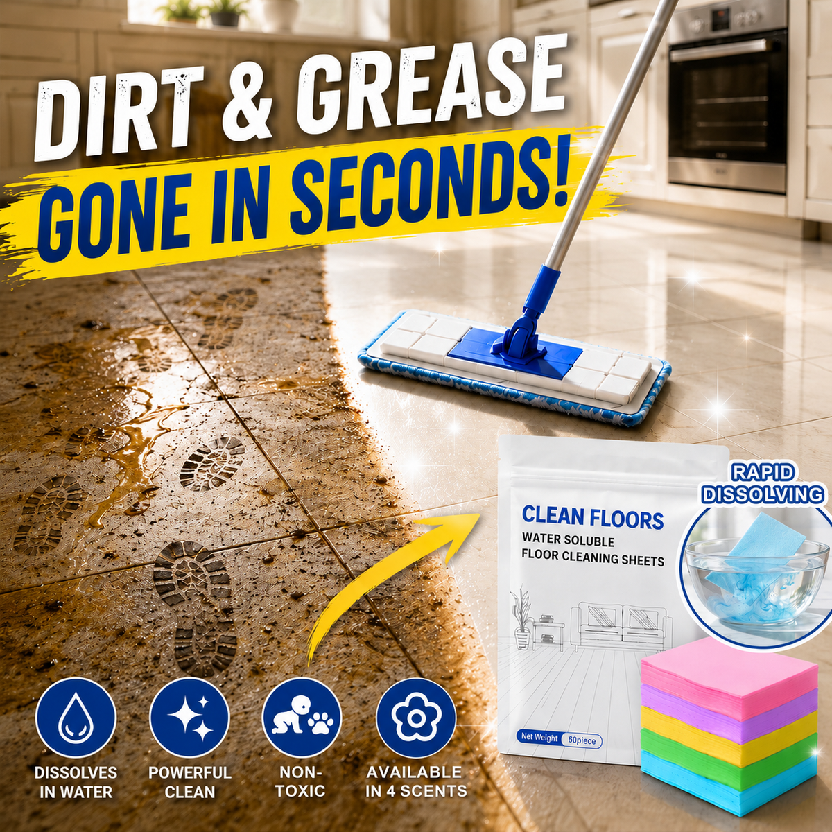 Premium Water-Soluble Floor Cleaning Strips