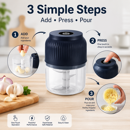 🔥 LAST DAY—BUY 2 GET 1 FREE 🔋 Mini Electric Food Chopper – USB RECHARGEABLE 🌶️🧄