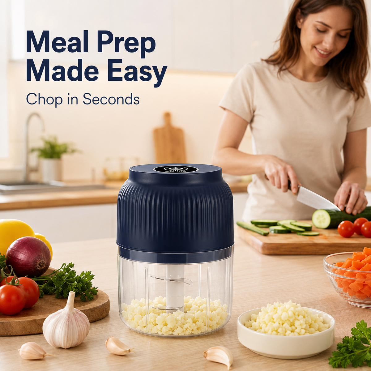 🔥 LAST DAY—BUY 2 GET 1 FREE 🔋 Mini Electric Food Chopper – USB RECHARGEABLE 🌶️🧄