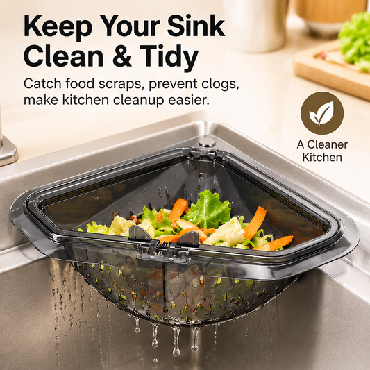Space-Saving Magnetic Corner Sink Filter & Waste Catcher
